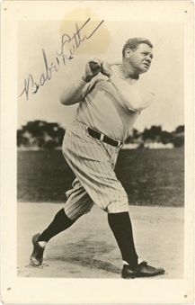 Babe Ruth Signed 3.5 x 5.5 Post Card (Beckett)